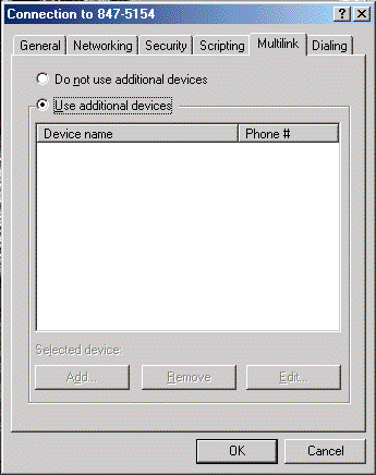 screen shot of connection property dialog box